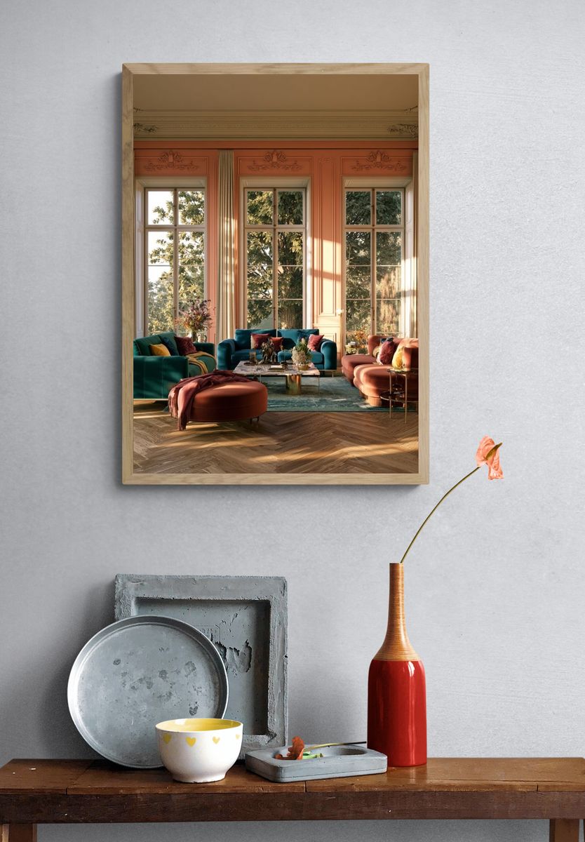 Sunlit Parisian Salon Photography Poster. — room view 3