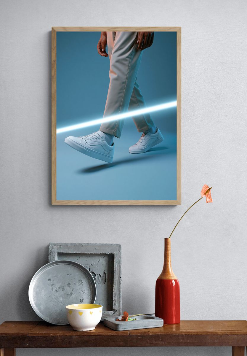 White Sneakers Streetwear Photography Poster. — room view 3