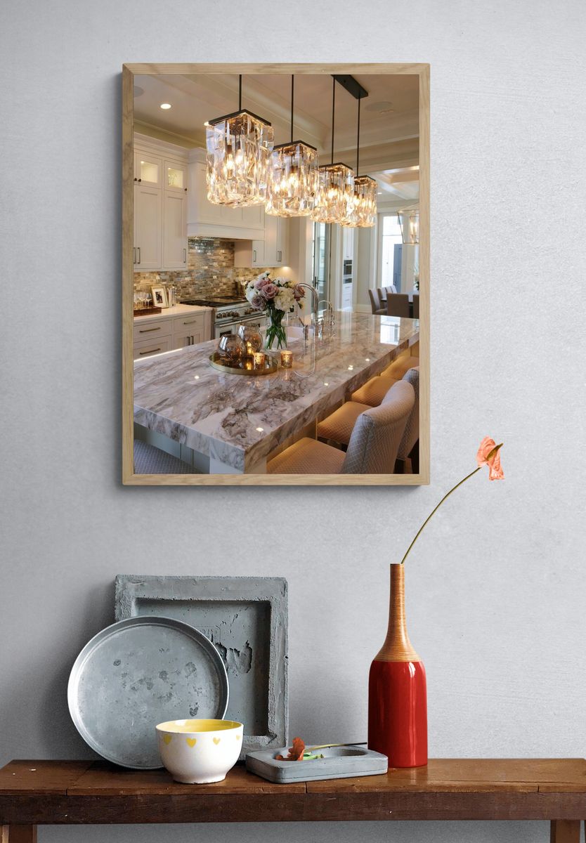 Luxury Marble Kitchen Interior Photography Poster. — room view 3
