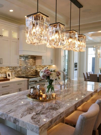 Luxury Marble Kitchen Interior Photography Poster.