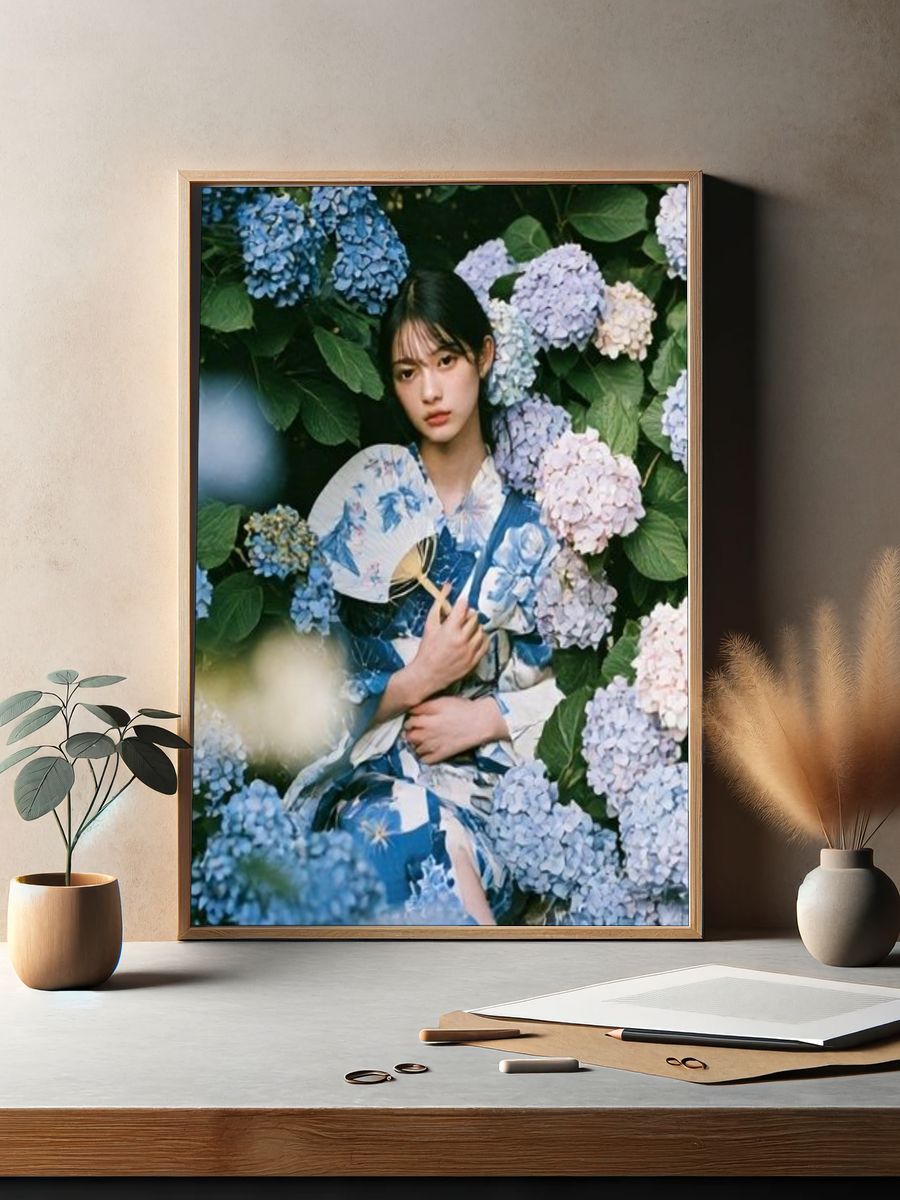 Hydrangea Portrait Photography Poster. — room view 2