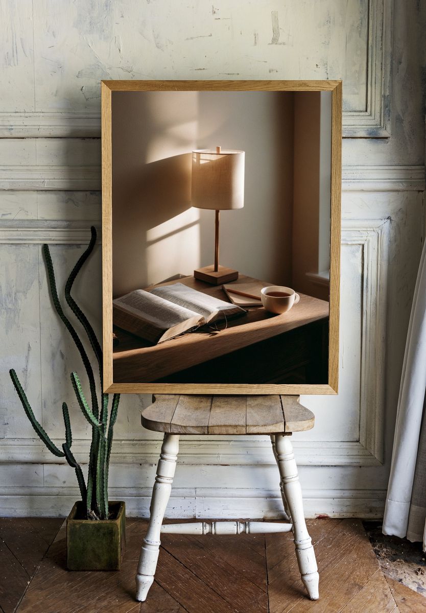 Cozy Reading Nook Photography Poster. room preview