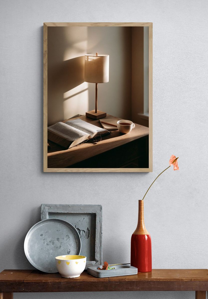 Cozy Reading Nook Photography Poster. — room view 3