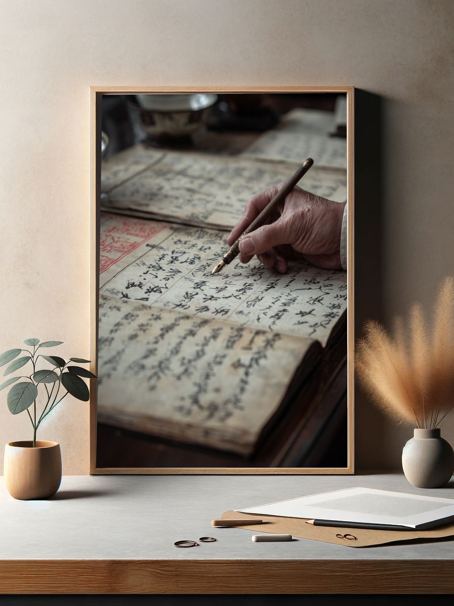 Calligraphy Manuscript Photography Poster. — room view 2