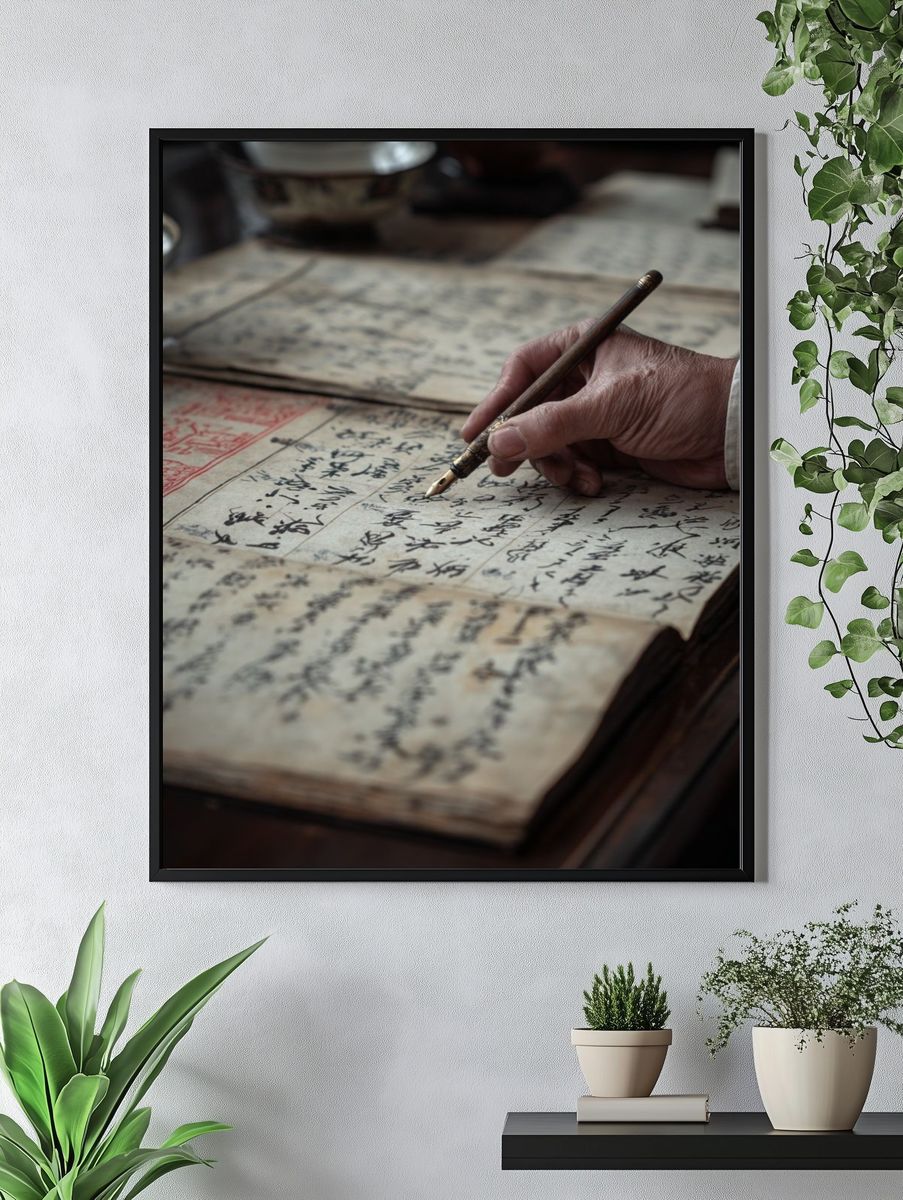 Calligraphy Manuscript Photography Poster. — room view 4