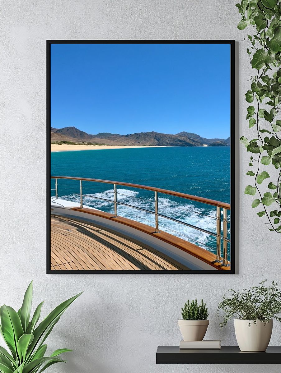 Luxury Yacht Coastal View Poster. — room view 4