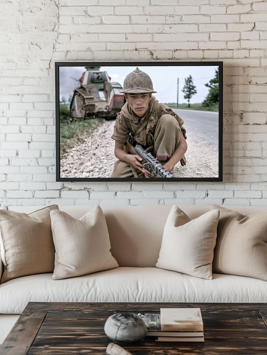 Soldier on Road Photography Poster. room preview