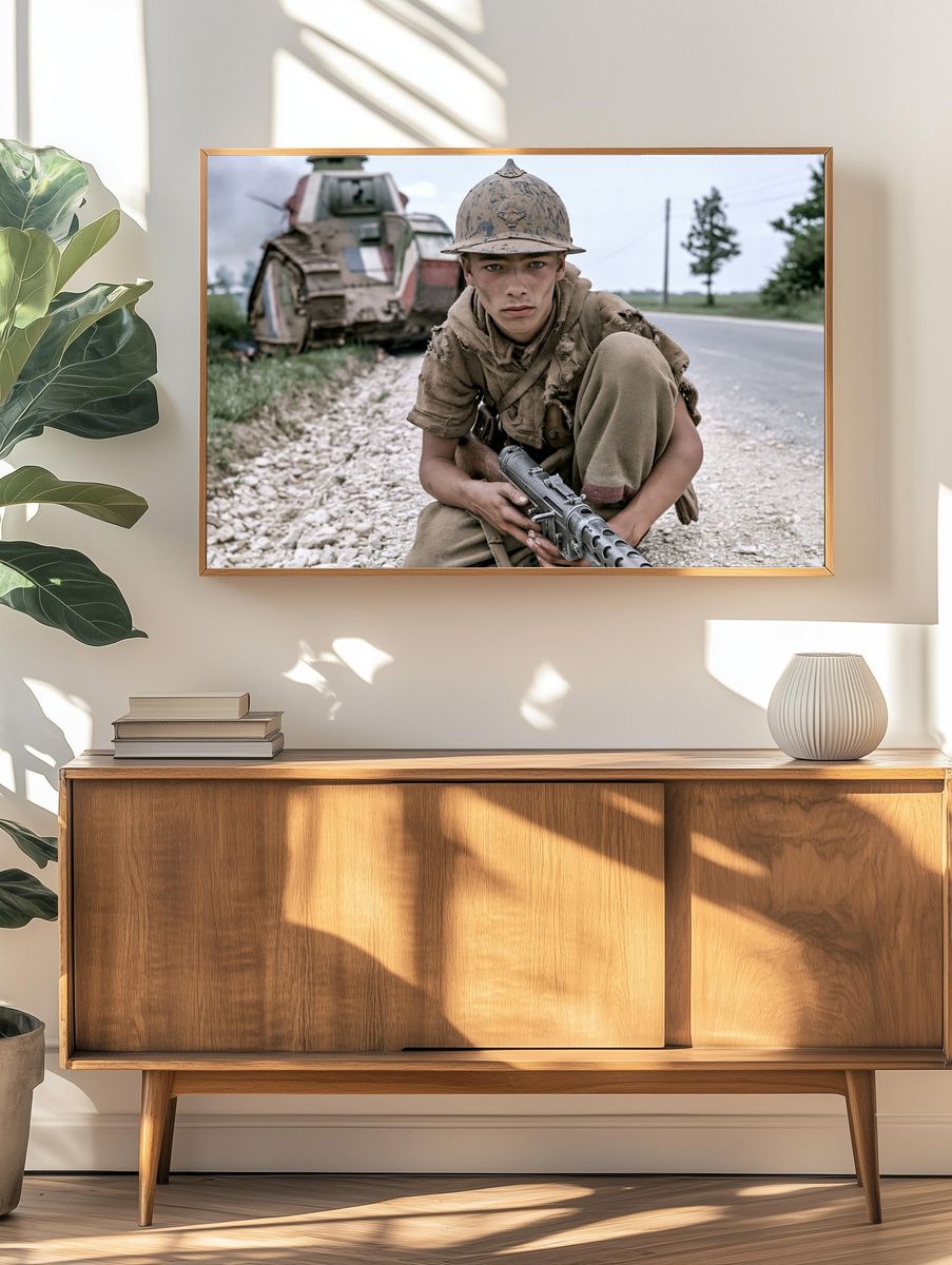 Soldier on Road Photography Poster. — room view 3