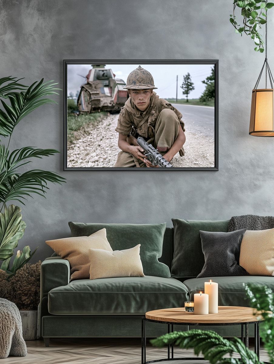 Soldier on Road Photography Poster. — room view 4