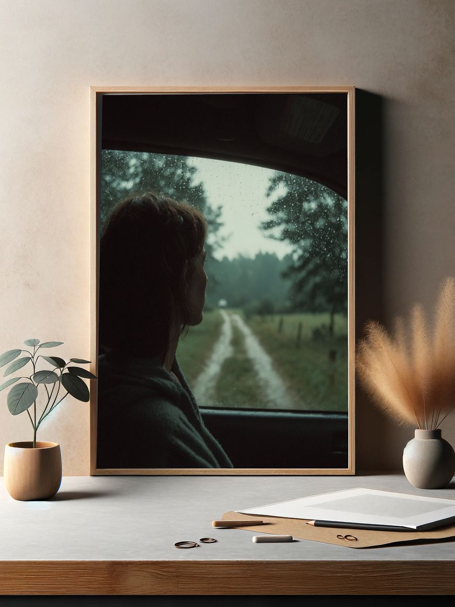 Rainy Car Window Portrait Print. — room view 2