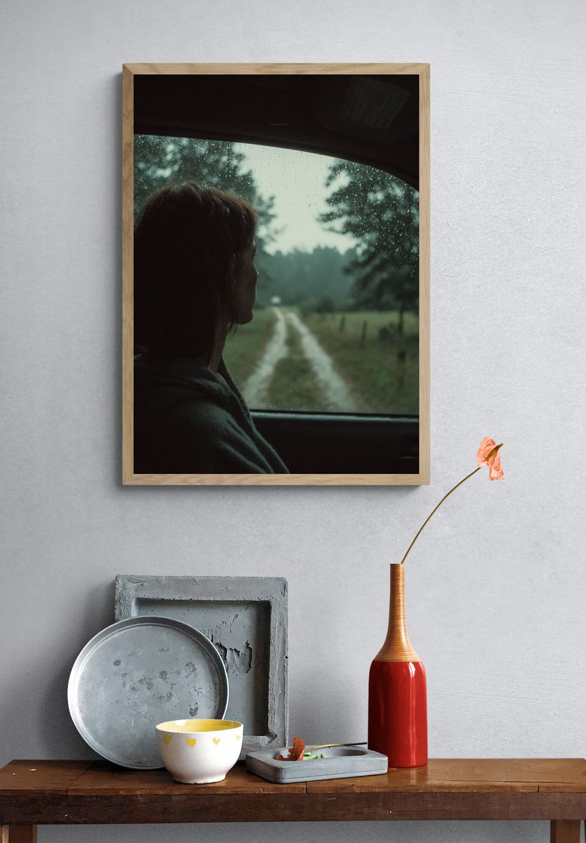Rainy Car Window Portrait Print. — room view 3