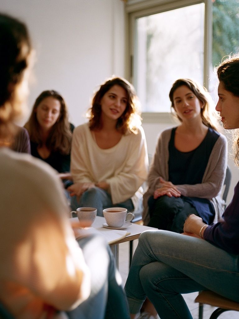 Women in Circle Discussion Photography Poster. poster — photography art