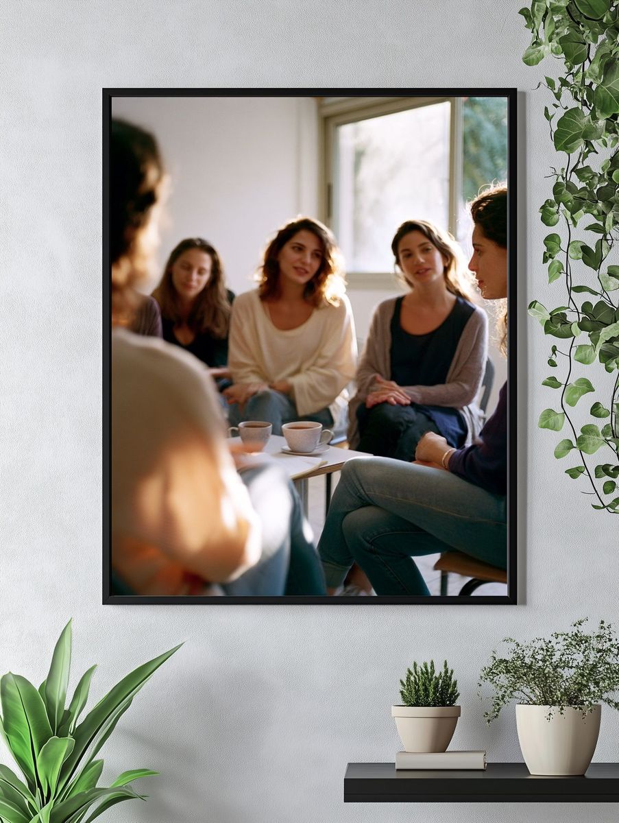 Women in Circle Discussion Photography Poster. — room view 4
