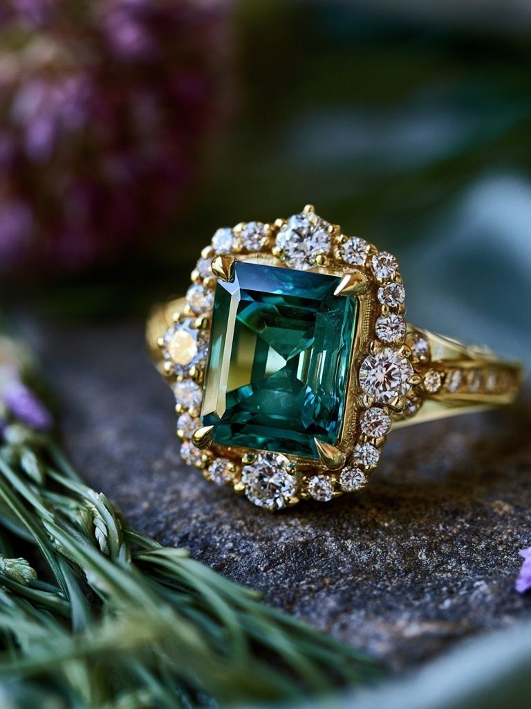 Emerald Halo Ring Photography Poster. poster detail