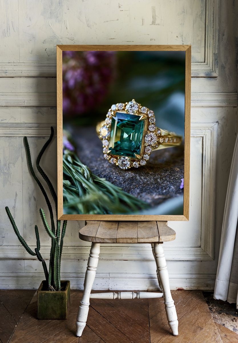 Emerald Halo Ring Photography Poster. — room view 1