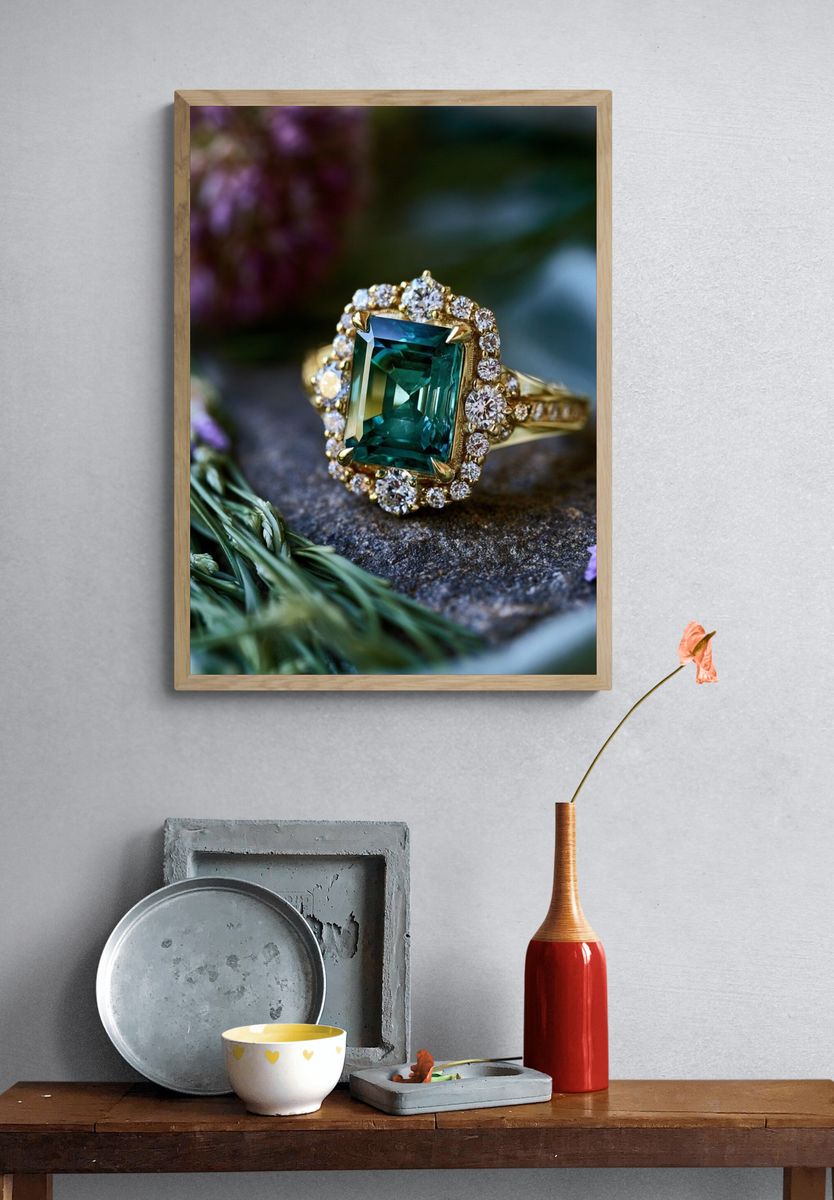 Emerald Halo Ring Photography Poster. — room view 3