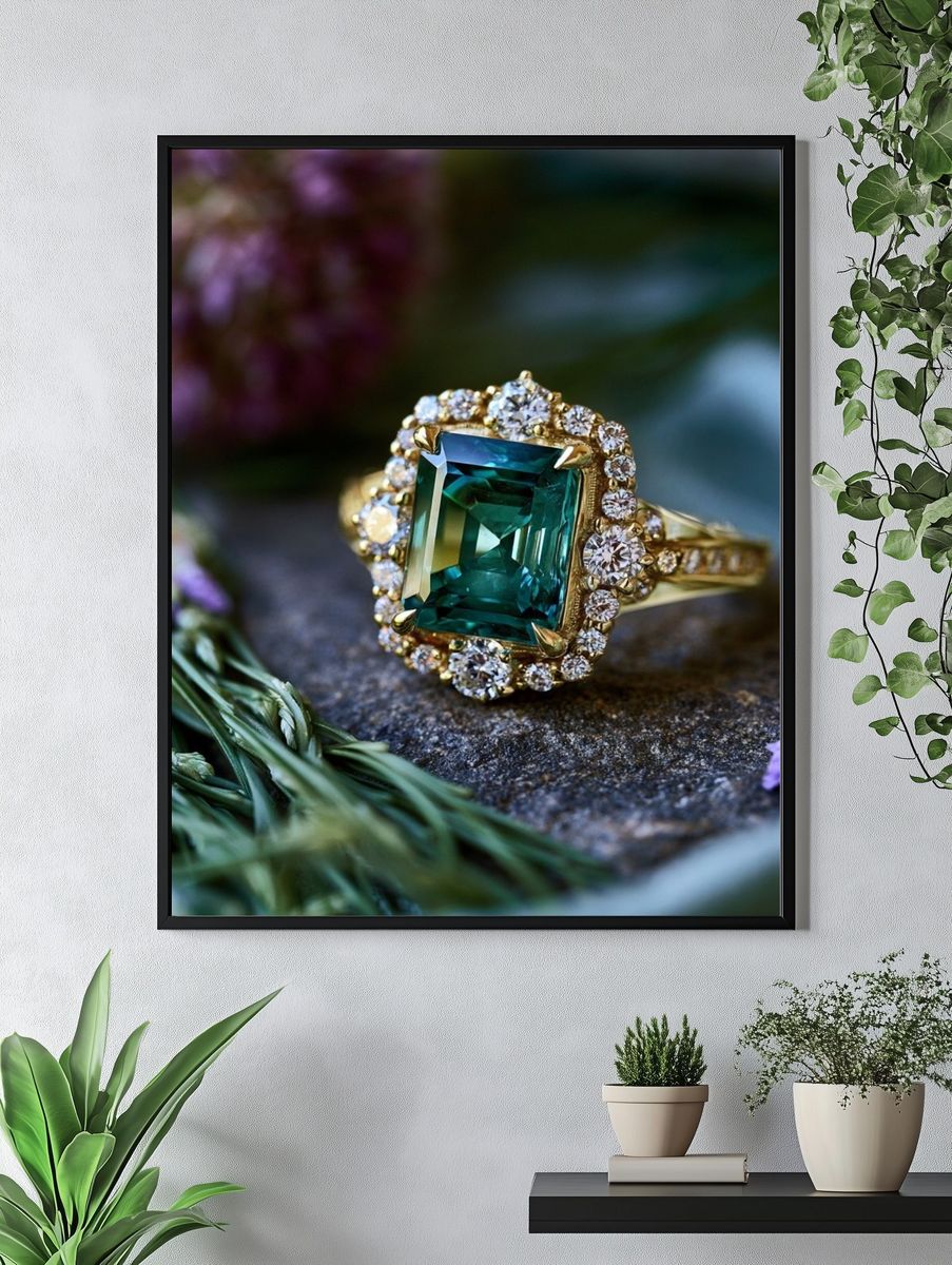 Emerald Halo Ring Photography Poster. — room view 4
