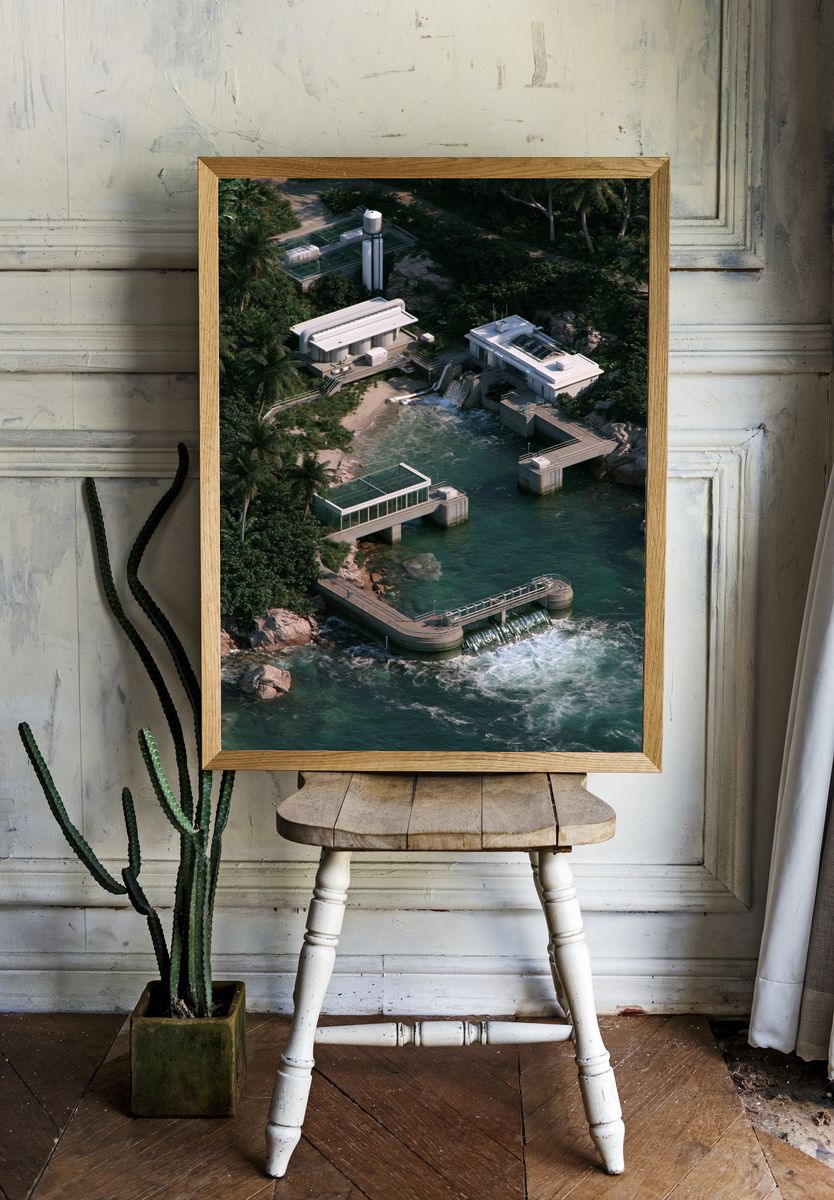 Tropical Coastal Power Station Photography Poster. room preview