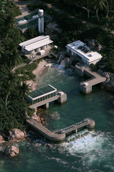 Tropical Coastal Power Station Photography Poster. poster