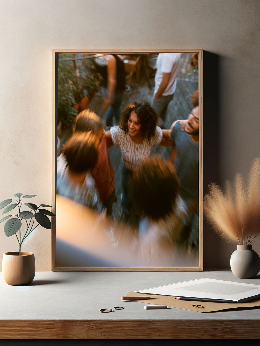 Joyful Friends Gathering Photography Poster. — room view 2