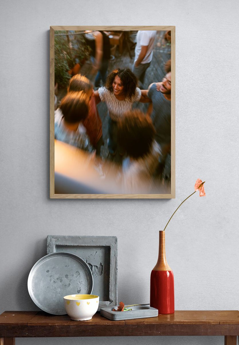 Joyful Friends Gathering Photography Poster. — room view 3
