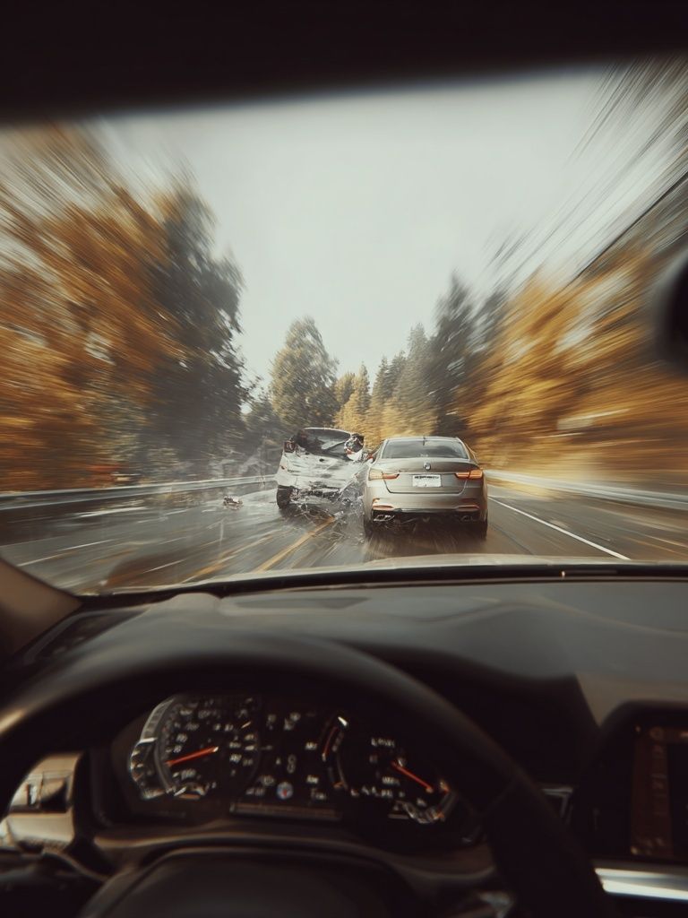 Autumn Highway Chase Photography Poster. poster detail