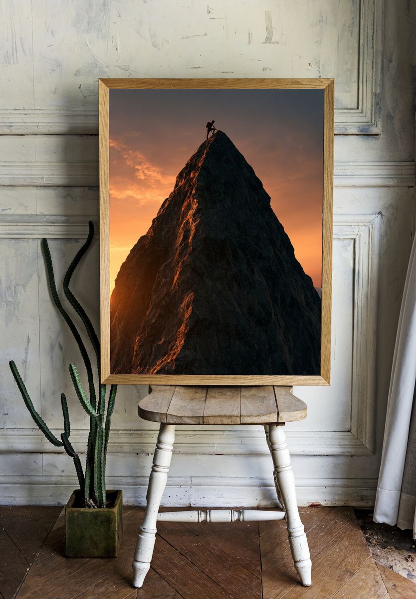 Alpine Climber at Sunset Photography Poster. — room view 1