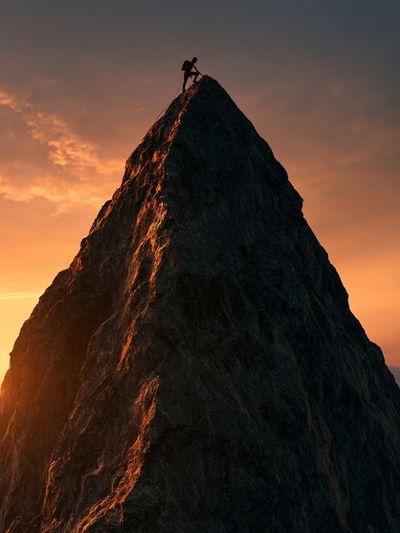 Alpine Climber at Sunset Photography Poster. poster