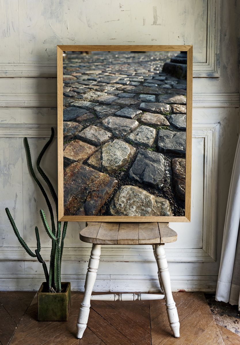Cobblestone Path Photography Poster. room preview