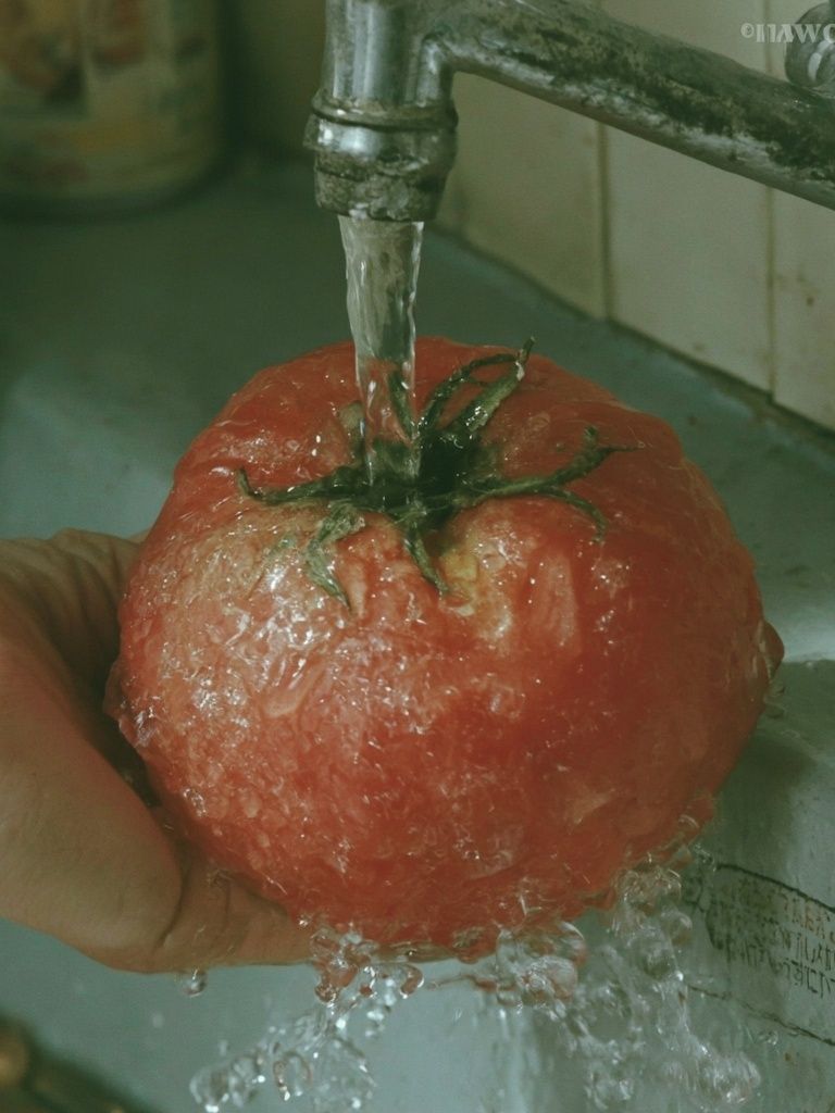 Washing Tomato Photography Print. poster detail