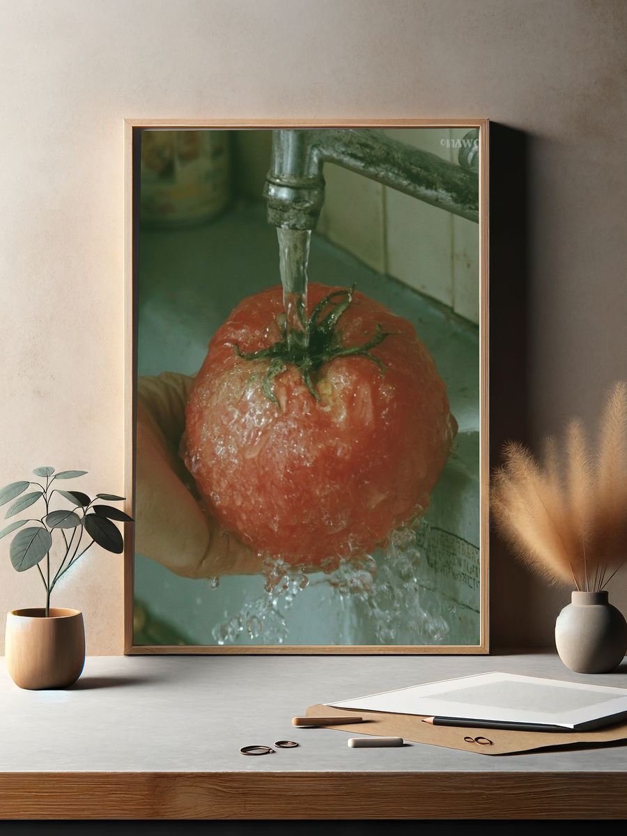 Washing Tomato Photography Print. — room view 2