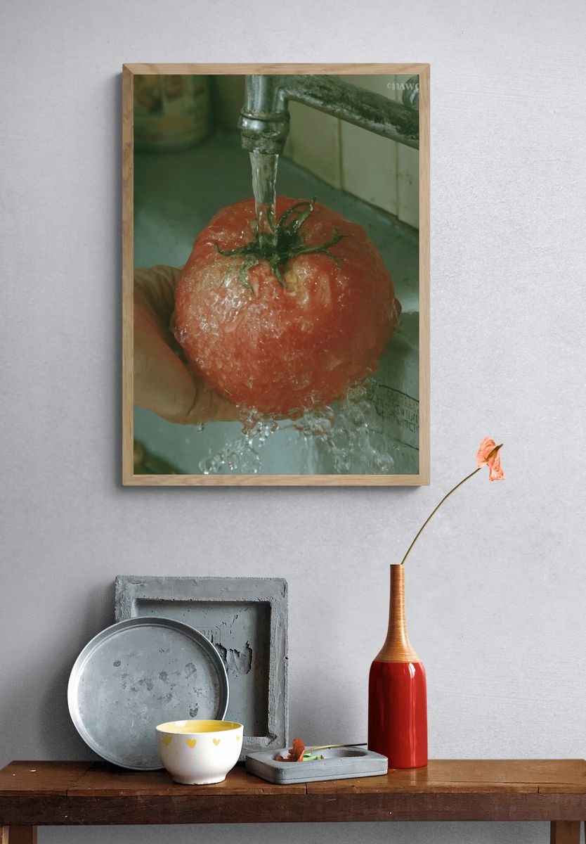 Washing Tomato Photography Print. — room view 3