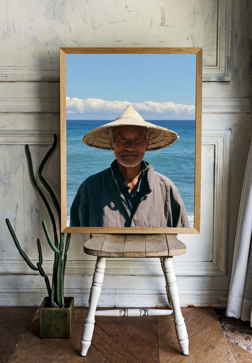 Fisherman by the Sea Photography Poster. room preview