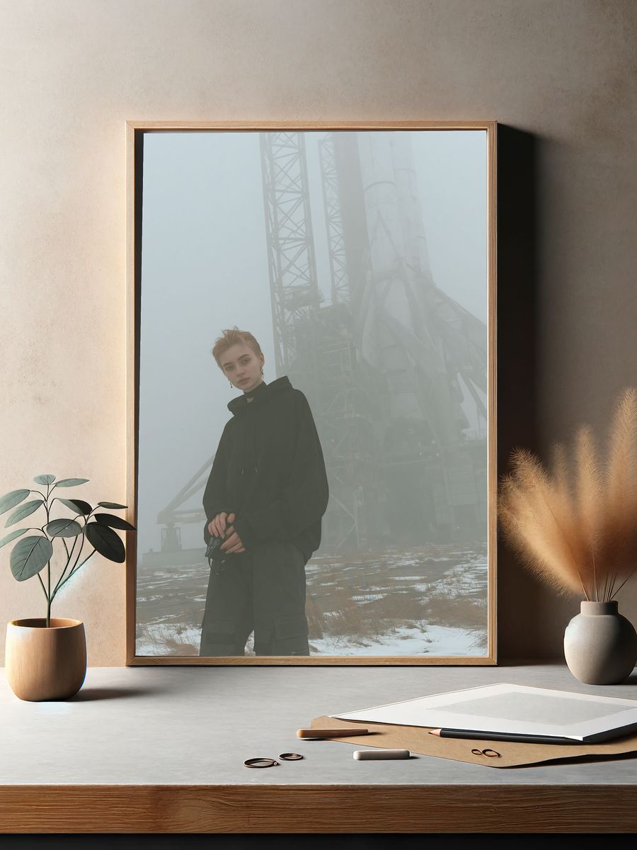 Foggy Industrial Portrait Poster. — room view 2