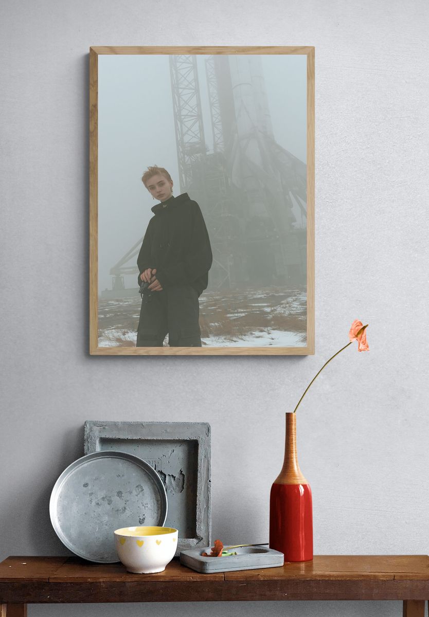 Foggy Industrial Portrait Poster. — room view 3
