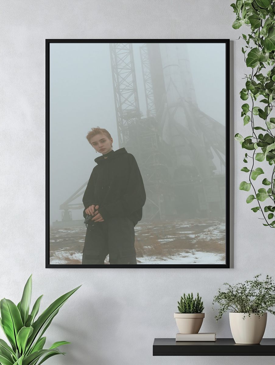 Foggy Industrial Portrait Poster. — room view 4