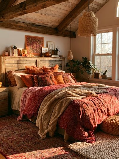 Boho Bedroom Interior Photography Poster.