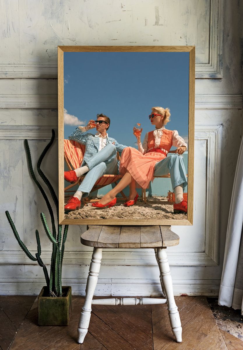 Retro Rooftop Couple Photography Poster. room preview