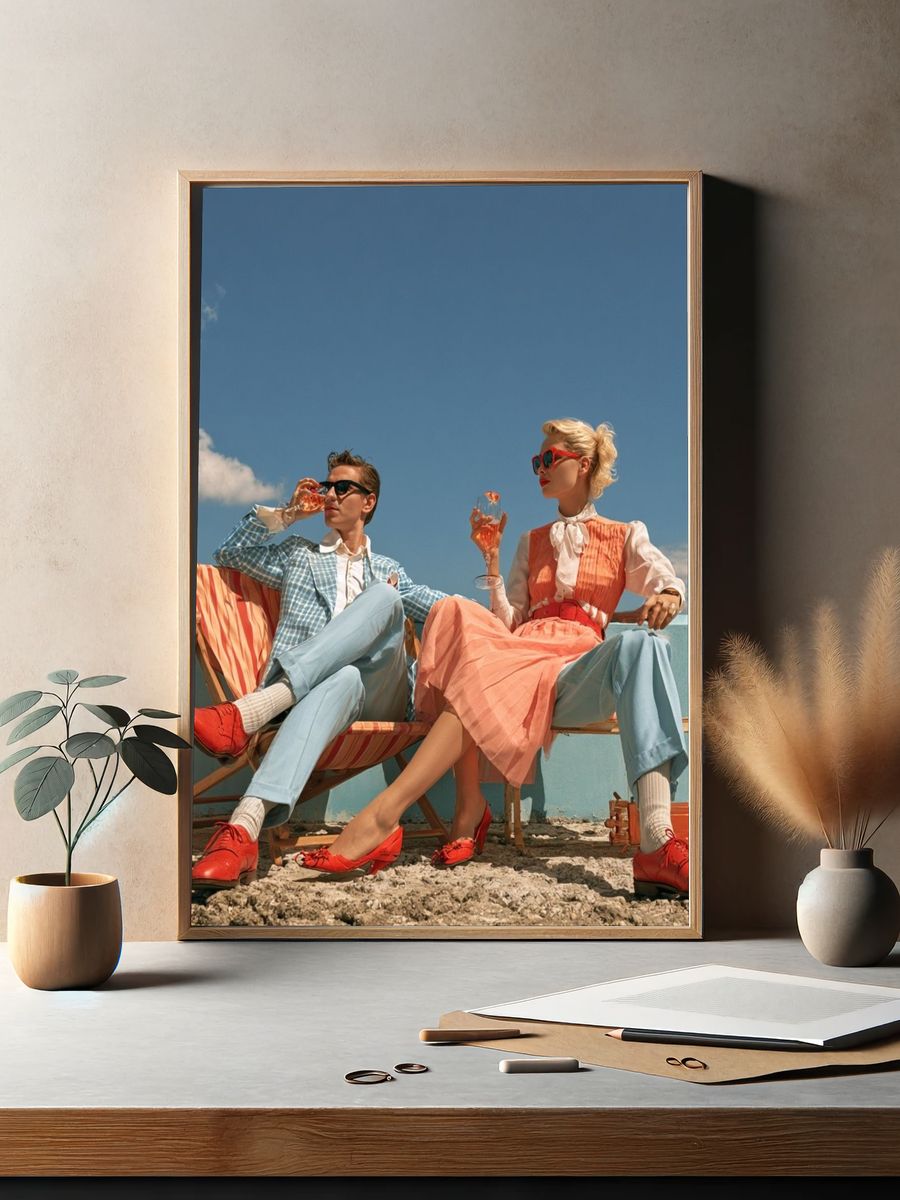 Retro Rooftop Couple Photography Poster. — room view 2