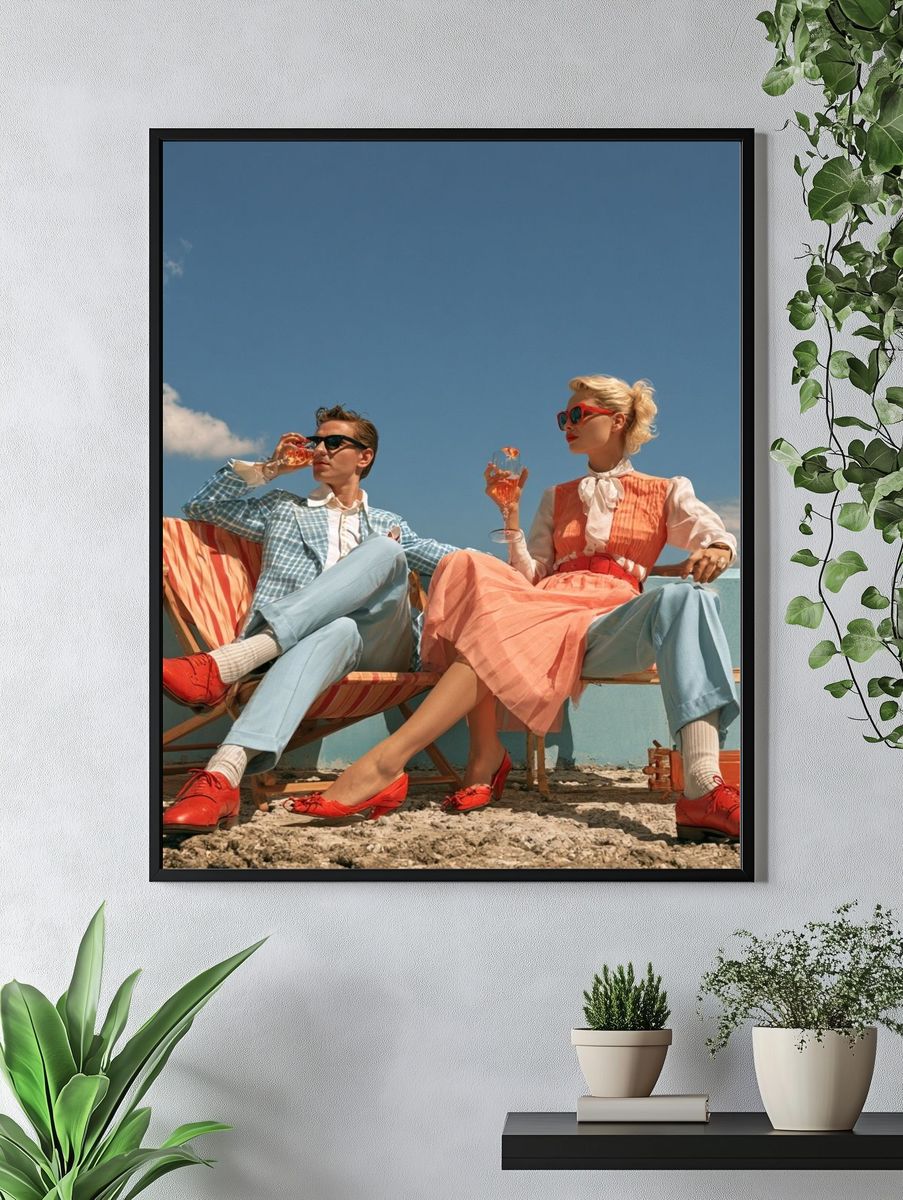 Retro Rooftop Couple Photography Poster. — room view 4