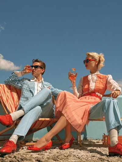 Retro Rooftop Couple Photography Poster. poster