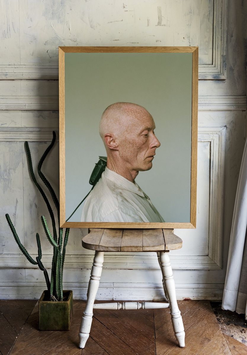 Bald Profile Portrait Print. room preview