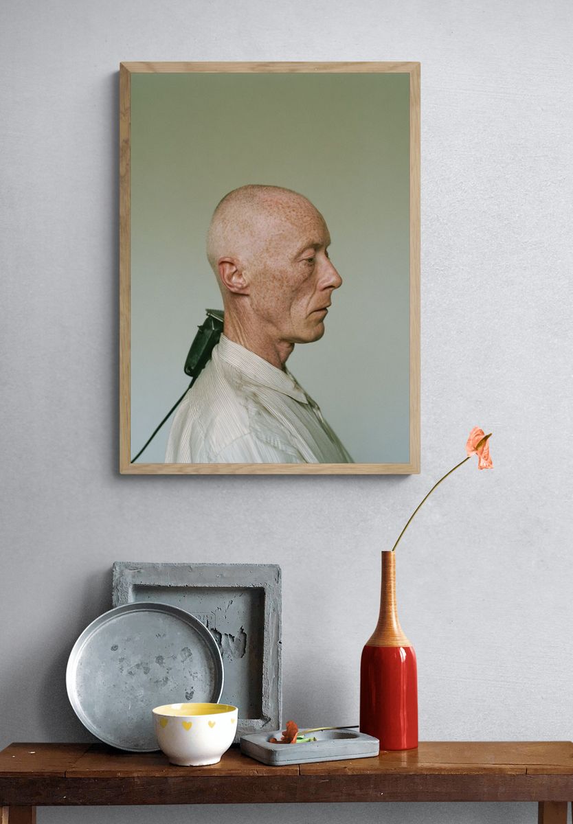 Bald Profile Portrait Print. — room view 3