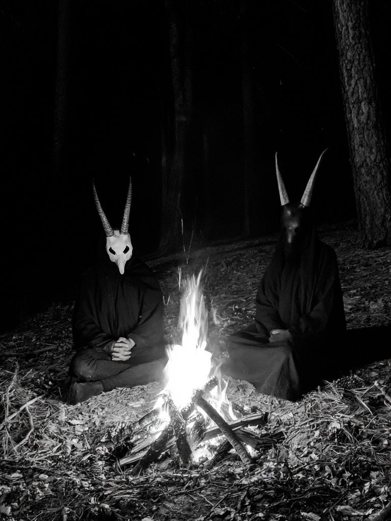 Horned Figures by Campfire Poster. poster — photography art