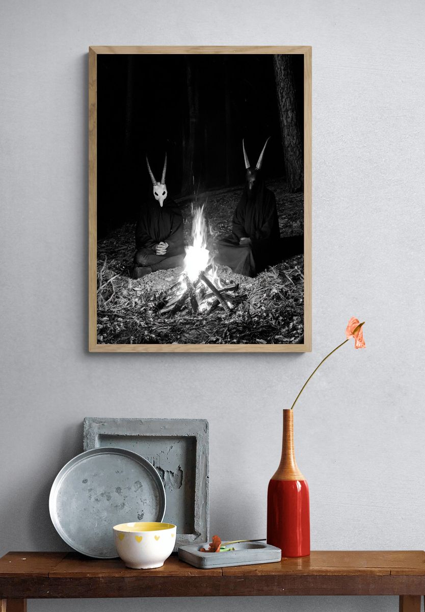Horned Figures by Campfire Poster. — room view 3
