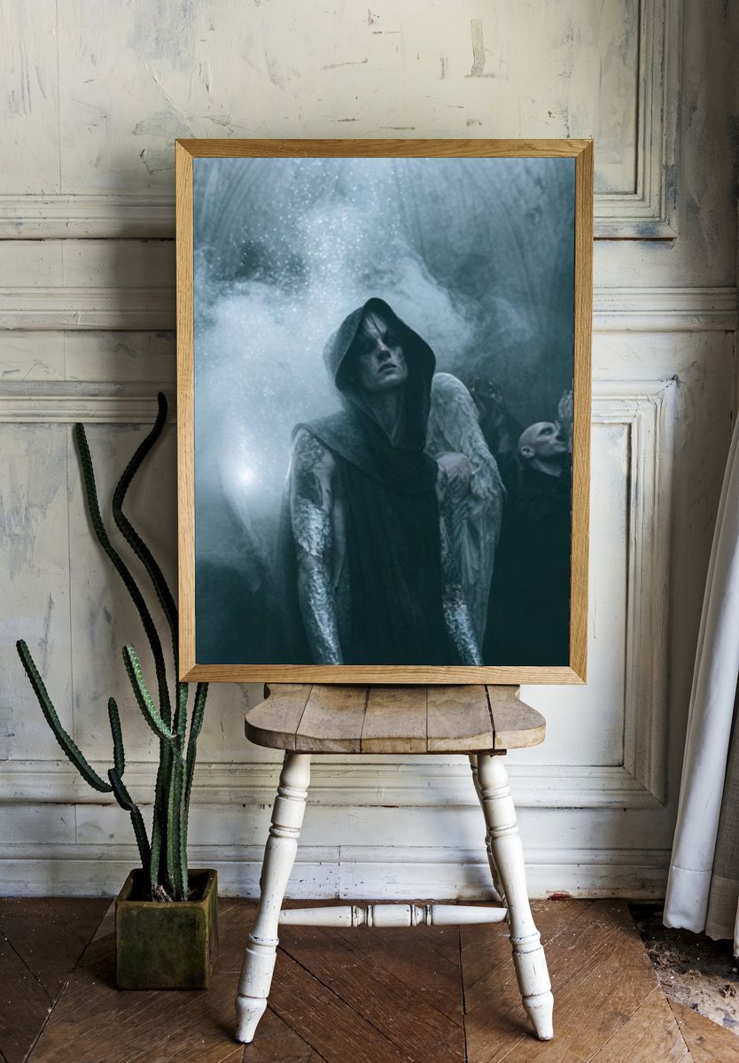 Dark Hooded Figures Photography Poster. room preview