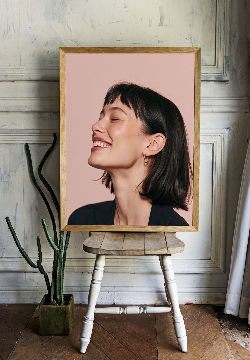 Smiling Woman Portrait Print. — room view 1