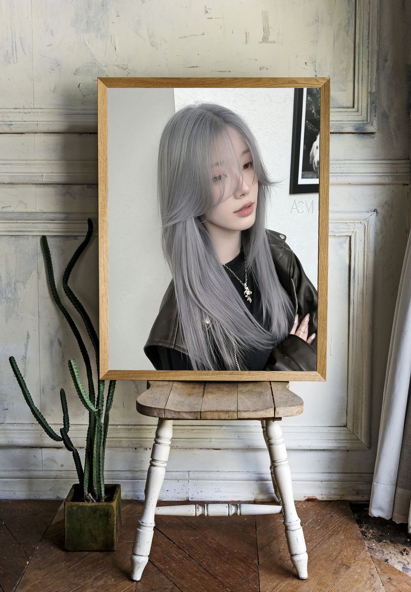 Silver Hair Portrait Photography Poster. room preview