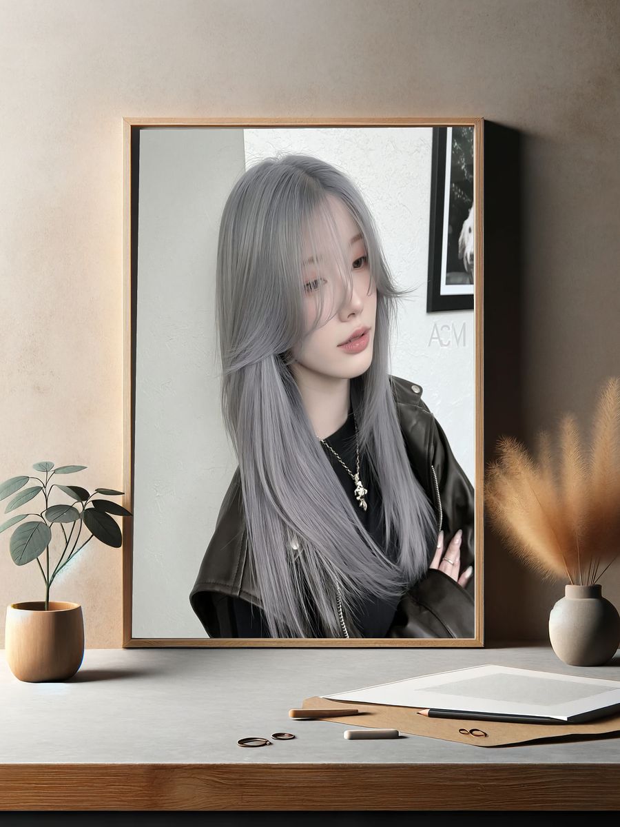 Silver Hair Portrait Photography Poster. — room view 2