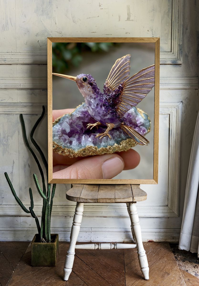 Amethyst Hummingbird Photography Poster. room preview
